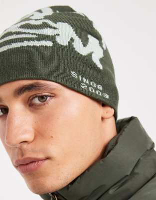 Asos Design Knitted Graphic Skull Beanie In Multi