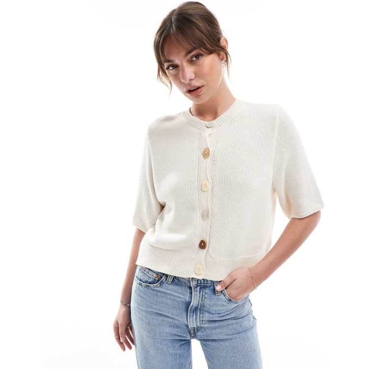 ASOS DESIGN knitted half sleeve cardigan with irregular