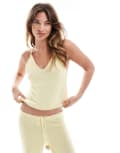 [ASOS DESIGN] ASOS DESIGN knitted halter top with bead detail in buttermilk yellow (part of a set) L Butter yellow