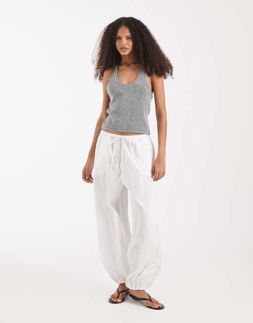 ASOS DESIGN knitted halter top with beads in khaki, 3 of 4