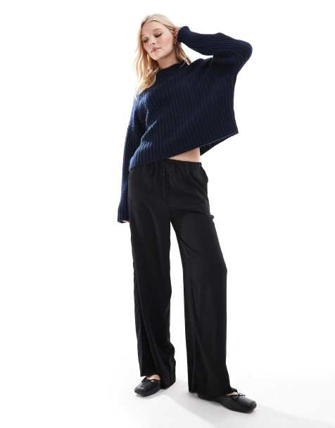 ASOS DESIGN knitted high neck jumper in navy - view 1