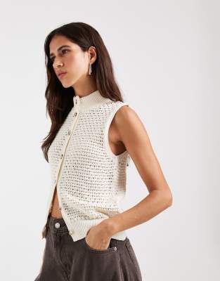 Asos Design Knitted High Neck Vest In White