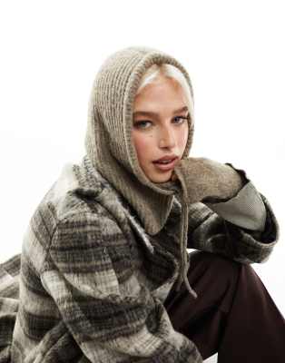 ASOS DESIGN knitted hood in mink