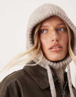 ASOS DESIGN ASOS DESIGN knitted hood in oatmeal-Neutral