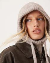 ASOS DESIGN knitted hood with tie detail in blue