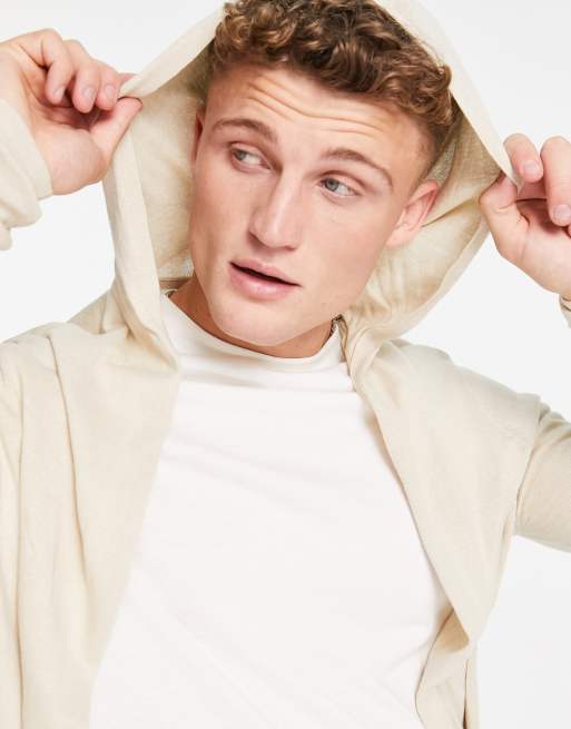 Beige hooded outlet cardigan