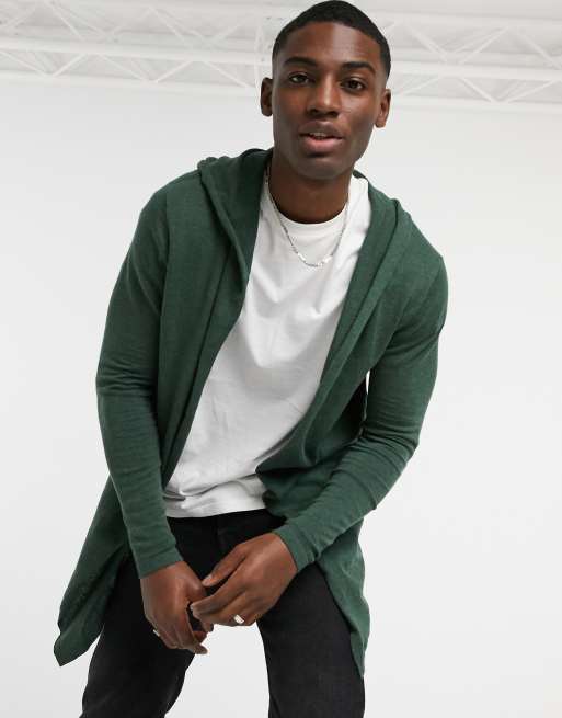 Long green hooded cardigan new arrivals