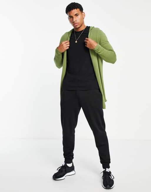 ASOS DESIGN knitted hooded cardigan in khaki ASOS