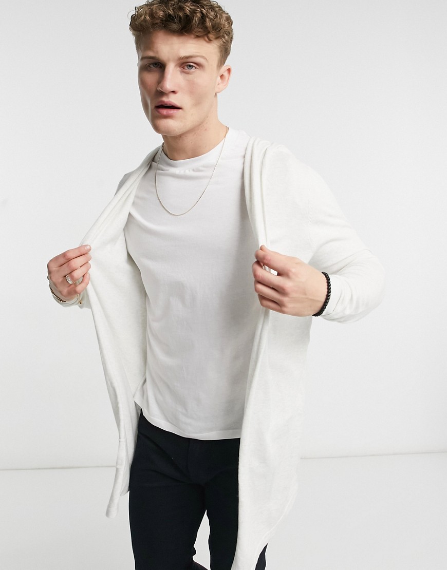 ASOS DESIGN knitted hooded cardigan in white
