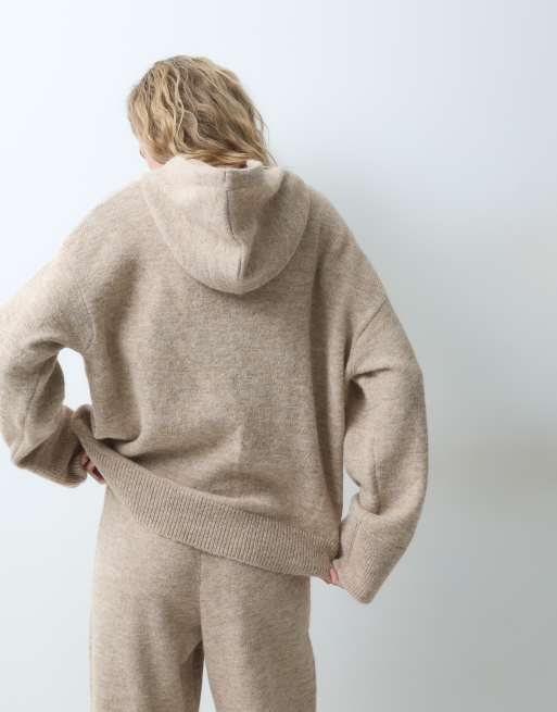 ASOS DESIGN knitted hoodie co-ord in oatmeal, 3 of 4