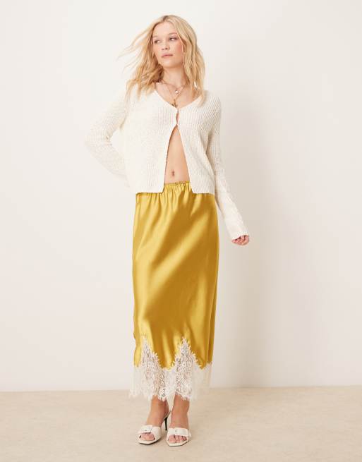 ASOS DESIGN knitted hook and eye split front cardigan in textured yarn in cream