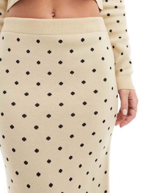 Asos design midi skirt with outlet kick flare in polka dot