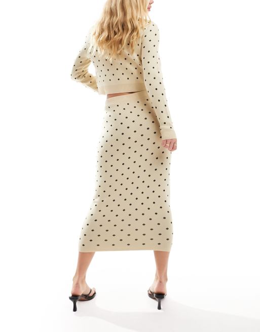 Asos design midi skirt with hotsell kick flare in polka dot