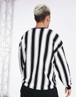 black and white striped knitted jumper