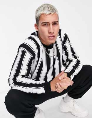 black and white striped knitted jumper