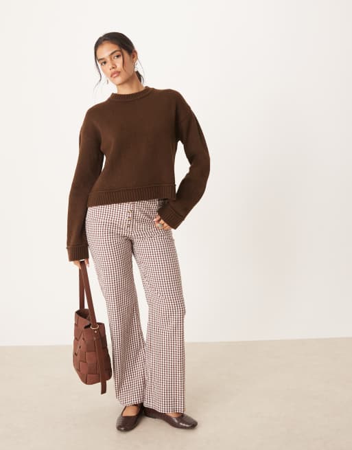 ASOS DESIGN knitted jumper in chocolate brown, 3 of 4