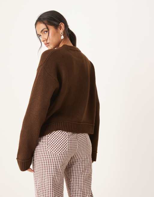 ASOS DESIGN knitted jumper in chocolate brown, 4 of 4