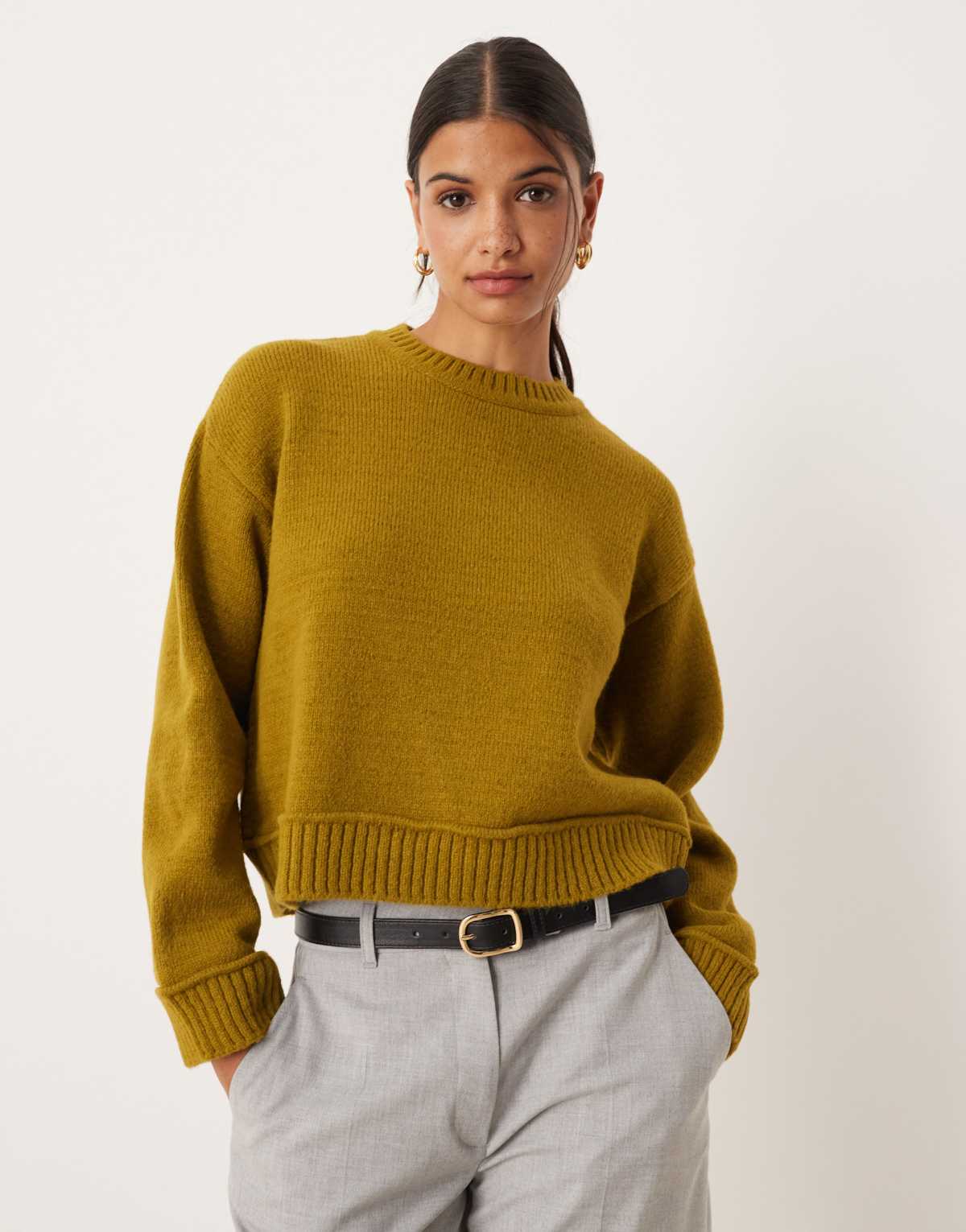 ASOS DESIGN knitted jumper in olive