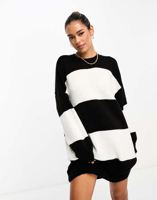 ASOS DESIGN knitted jumper mini dress with crew neck in stripe