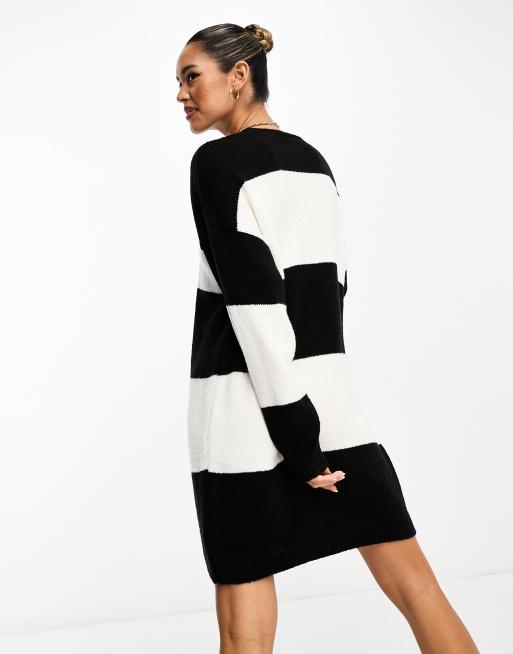 ASOS DESIGN knitted jumper mini dress with crew neck in stripe