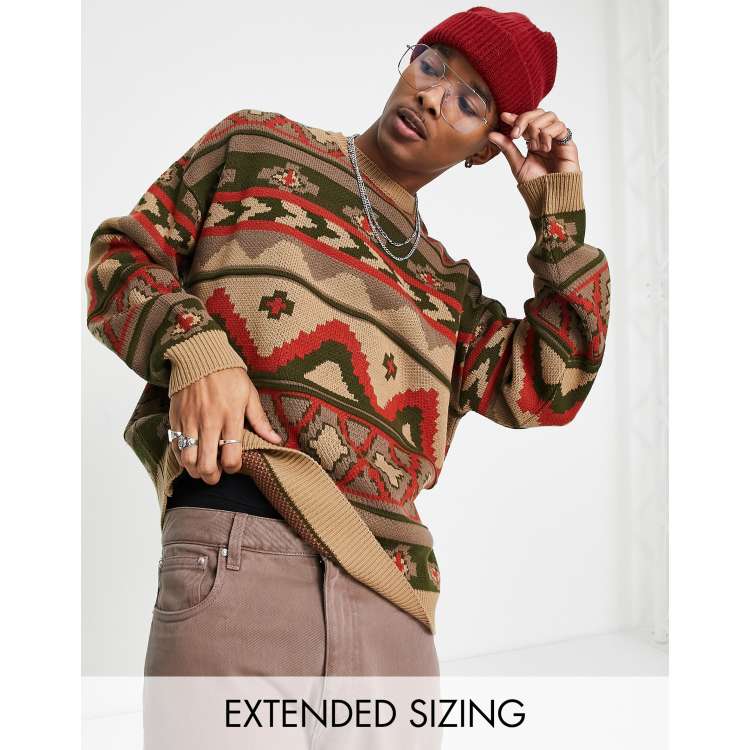 Aztec print hot sale sweater mens