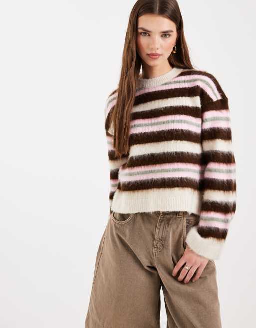 ASOS DESIGN knitted jumper with brushed stripe, 2 of 4