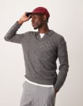 [ASOS DESIGN] ASOS DESIGN knitted jumper with notch neck in grey with texture 2XL GREY
