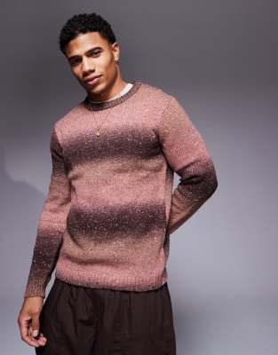 ASOS DESIGN ASOS DESIGN knitted jumper with ombre stripe in pink-Neutral