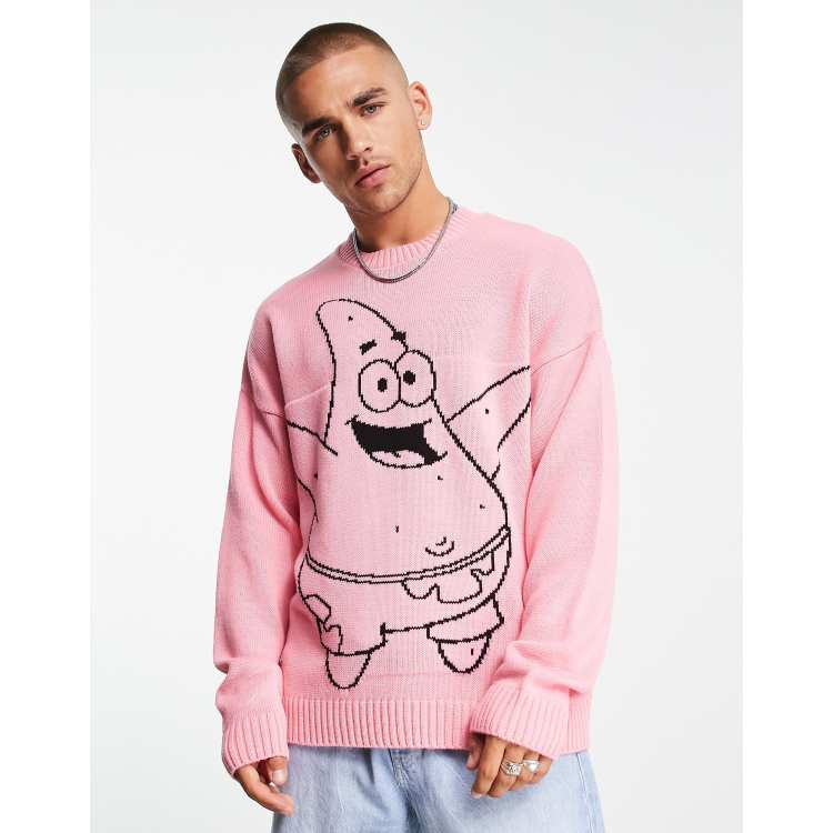 ASOS DESIGN knitted jumper with Spongebob Patrick print in pink ASOS