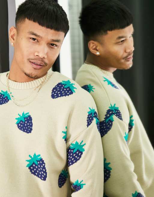 ASOS Floral Jumper in Black for Men