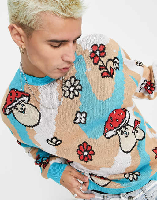 ASOS DESIGN knitted jumper with swirly mushroom pattern | ASOS