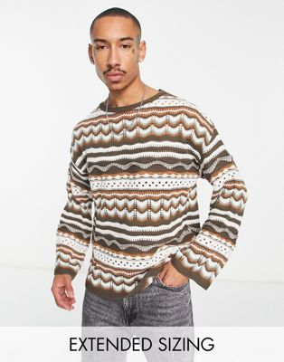 ASOS DESIGN knitted jumper with textured stripes - ASOS Price Checker