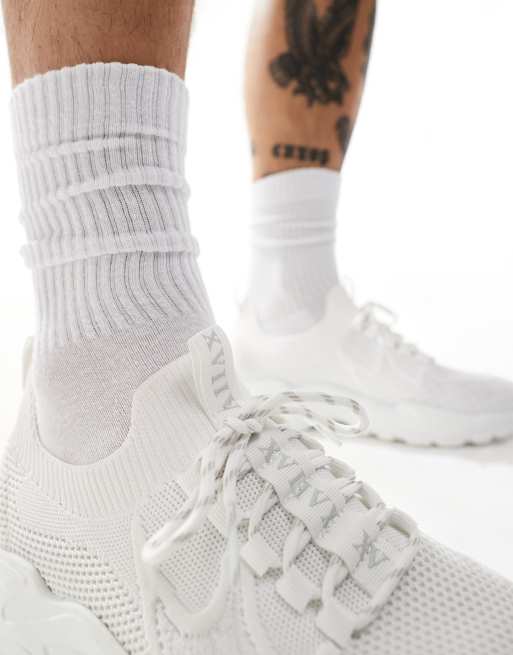ASOS DESIGN knitted lace up sneakers in white, 3 of 5
