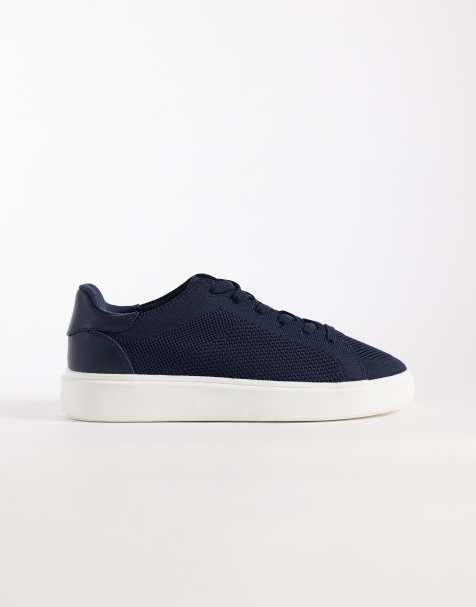 ASOS DESIGN knitted lace up trainers with white sole - view 1