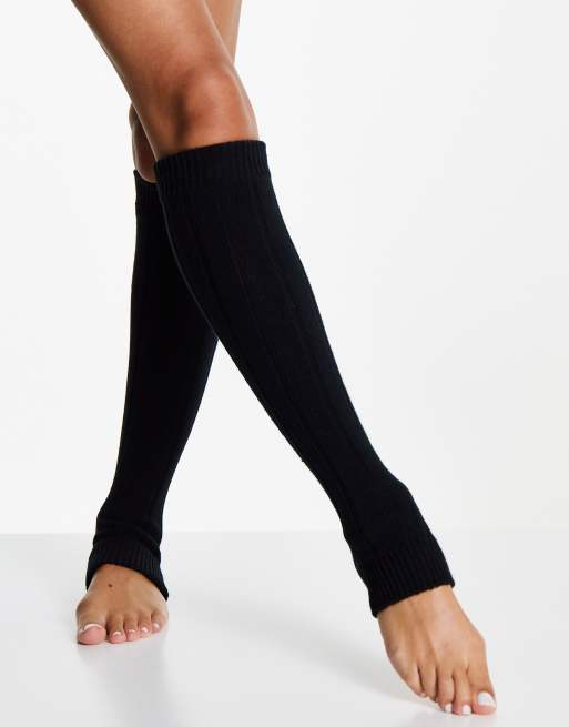 ASOS DESIGN knitted leg warmer in black