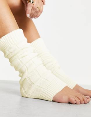 Asos Design Knitted Leg Warmer In White