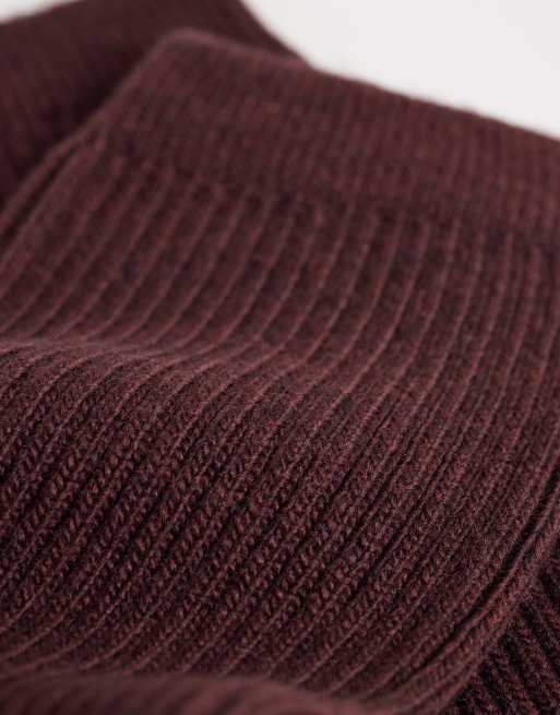 ASOS DESIGN knitted leg warmers in burgundy, 2 of 3