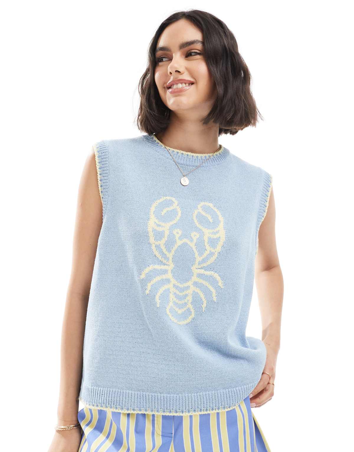 ASOS DESIGN knitted lobster tank top in blue