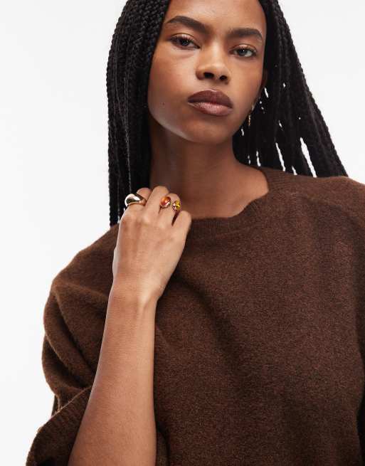 ASOS DESIGN knitted longline poncho in chocolate brown | ASOS