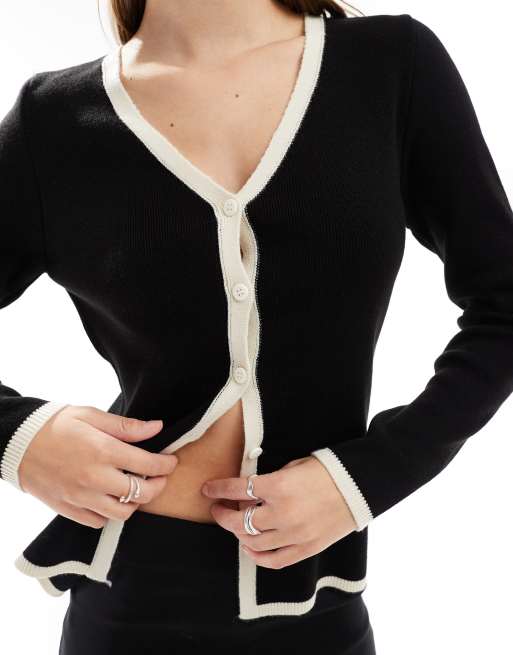 ASOS DESIGN knitted longline v cardigan in black ASOS