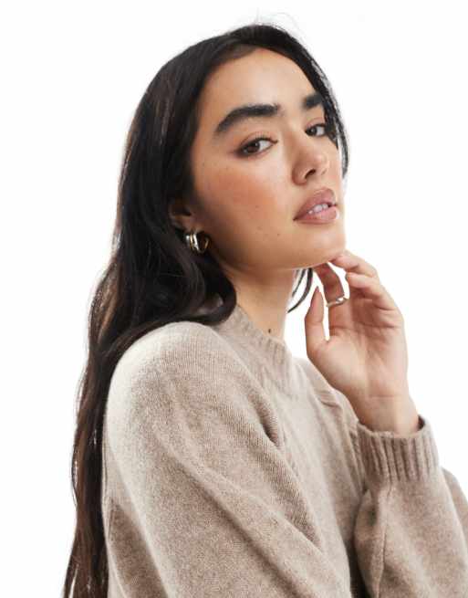 ASOS DESIGN knit maxi dress with raglan detailing in mushroom