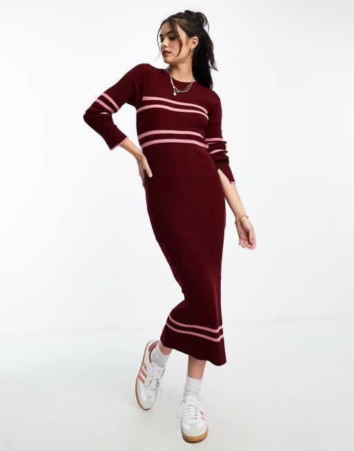 full sleeve knit dress Cool Daze Long Sleeve Knit Maxi Dress Blue main image 1