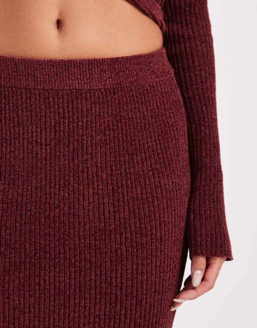 ASOS DESIGN knitted maxi skirt co-ord in burgundy ASOS