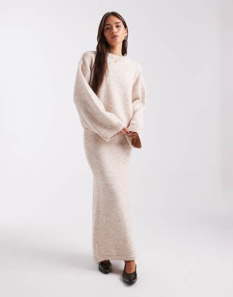 ASOS DESIGN knitted maxi skirt co-ord with wool - view 1