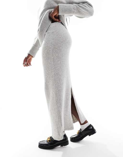 ASOS DESIGN knitted maxi skirt in mid gray - part of a set