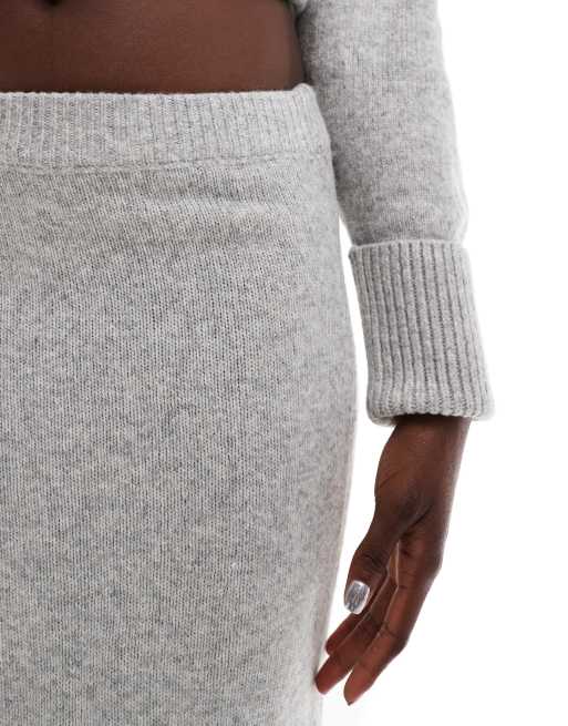 ASOS DESIGN knitted maxi skirt in mid gray - part of a set