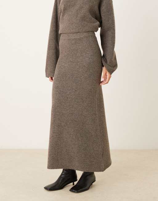 ASOS DESIGN knitted maxi skirt in mushroom (part of a set), 5 of 5
