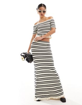 ASOS DESIGN knitted maxi skirt in textured stripe