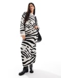 [ASOS DESIGN] ASOS DESIGN knitted maxi skirt in zebra (part of a set)-Multi XS Multi