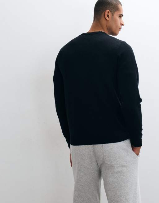 ASOS DESIGN knitted merino wool jumper in black, 4 of 5